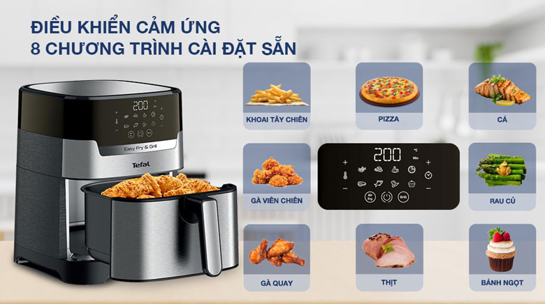 Nồi chiên không dầu Tefal 4.2 lít EY505D15 - Menu tích hợp sẵn, điều khiển cảm ứng tiện lợi