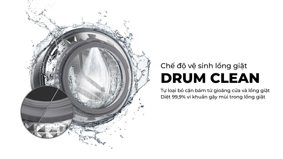 Chế độ tự vệ sinh lồng giặt tiện lợi