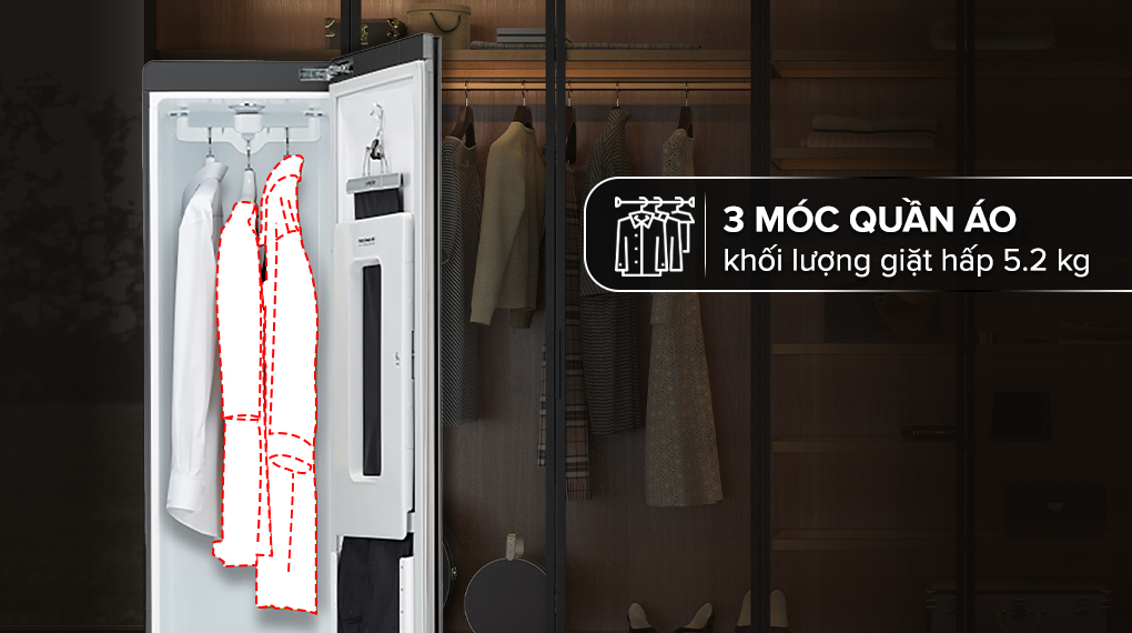 Tủ chăm sóc quần áo thông minh LG S3MFC - Khối lượng giặt Tủ chăm sóc quần áo thông minh LG S3MFC - Khối lượng giặt